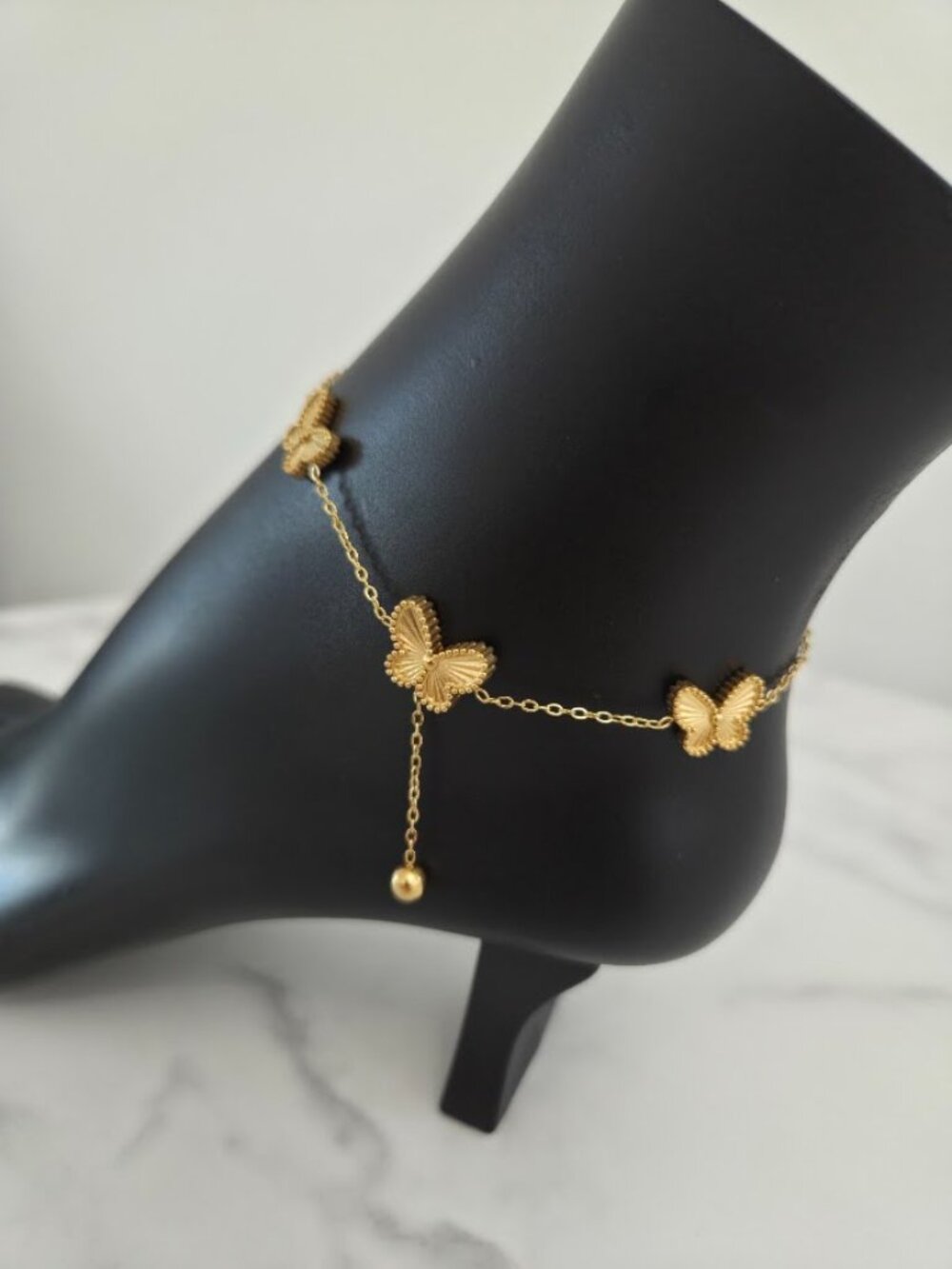 Gold Butterfly Charm Stainless Steel Dainty Boho Beach Ankle Bracelet